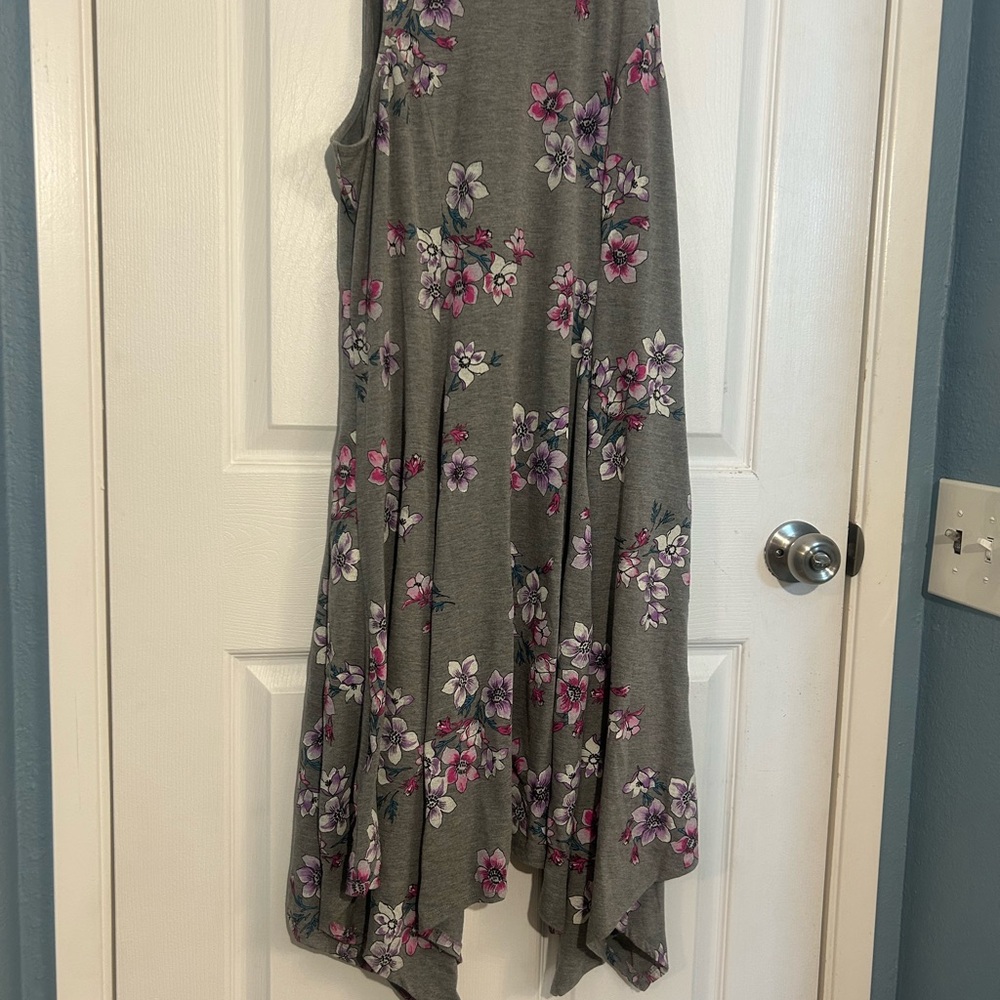 Torrid Gray Floral Dress with Pink and purple Accents